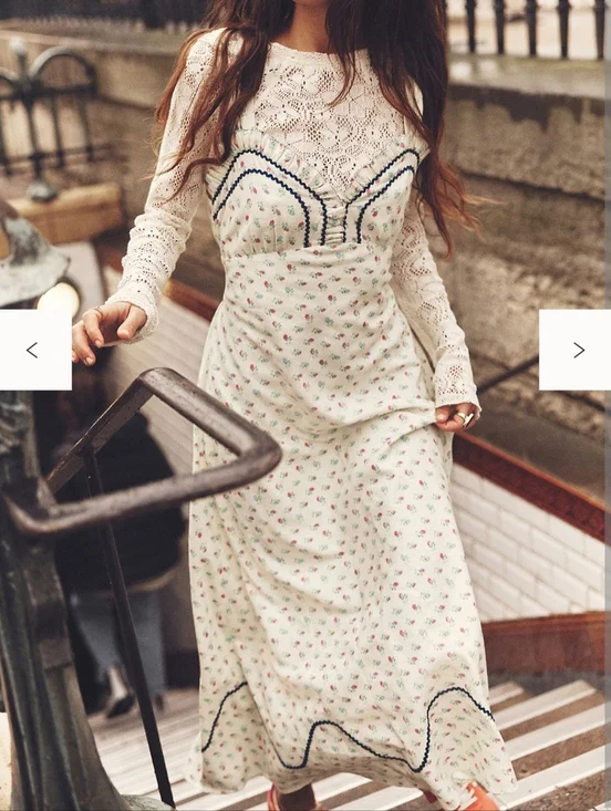 Free People Sweet Hearts Midi Dress in Ivory Combo. - Picture 1 of 2